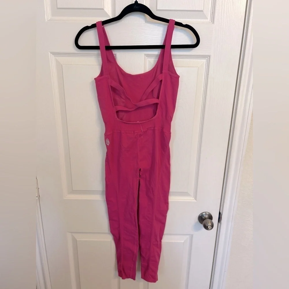 NWOT Free People, Good Karma Onesie, M/L in Fuchsia Pink